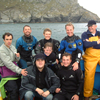 Mark James with Dave Parham (BSc Marine Archaeology Programme Leader) and fellow students from his degree 