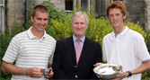 Runner-up Ross Dixon, Vice-Chancellor of the University of St Andrews, Dr Brian Lang, and tournament winner Chris O'Hagan