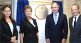 Camilla Cobham, Lady Cobham, Chair of the University Board Alan Frost, and Professor Vice-Chancellor Paul Curran