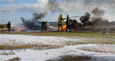 Fires burn around the “crash site”