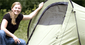 Franziska Conrad with her 'Quick Pitch' pop-up tent