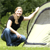 Franziska Conrad with her 'Quick Pitch' pop-up tent