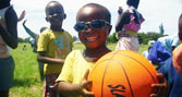 African child with basketball