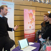 Students speaking to an employer from Tesco