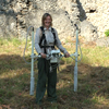 Dr Kate Welham collecting data at the Tanzanian World Heritage Site 