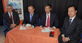 Representatives of Beijing Source Tech with Head of the Media School, Stephen Jukes and Vice Chancellor, Paul Curran