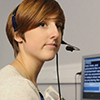 Woman wearing a headset