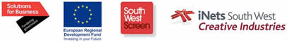 Logos: Solutions for Business; ERSF; South West Screen; iNets South West Creative Industries