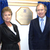 Lady Cobham and Chair of the University Board Alan Frost with the new plaque