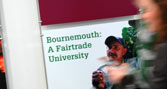 A Fairtrade sign at BU