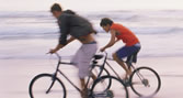 People riding bicycles