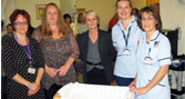 Pictured (L-R) at the launch of the new cold cot are: Dorset County Hospital Head of Midwifery Jo Hartley; Mandy Homer, who has been affected by baby loss; celebrity chef Lesley Waters who supported the fundraising campaign; and student midwives Joanna Mockler and Emma Knott