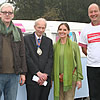 From L–R: Andrew Garrington–Potts, a mental health service user, the Mayor of Bournemouth Councillor Phil Stanley–Watts, Marie Feenley and Dave Humphriss, both STR workers at Poole Community Mental Health Support Team, at Branksome Dene following the Mental Health Awareness beach walk