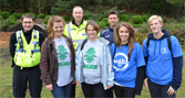 (from L-R): PCSO Simon Berndt, student volunteer Miranda Proctor, Sergeant Steve Houston, SUBU volunteer coordinator Alexia Browning, Stephen Purches from AFC Bournemouth, SUBU vice-president campaigns Ruby Limbrick and student volunteer Lindsay McGinn at the re-launch of the Meyrick Park Conservation Project