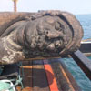 The carving on the end of the rudder