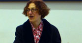 Felicity Spector talking to students